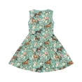 thumbnail image 4 of Girls Sleeveless Swing Dress with Pockets Horse Floral Print Soft Stretchy A Line Summer Casual Daily Outdoor Sundress(Green,3-4 Years), 4 of 4
