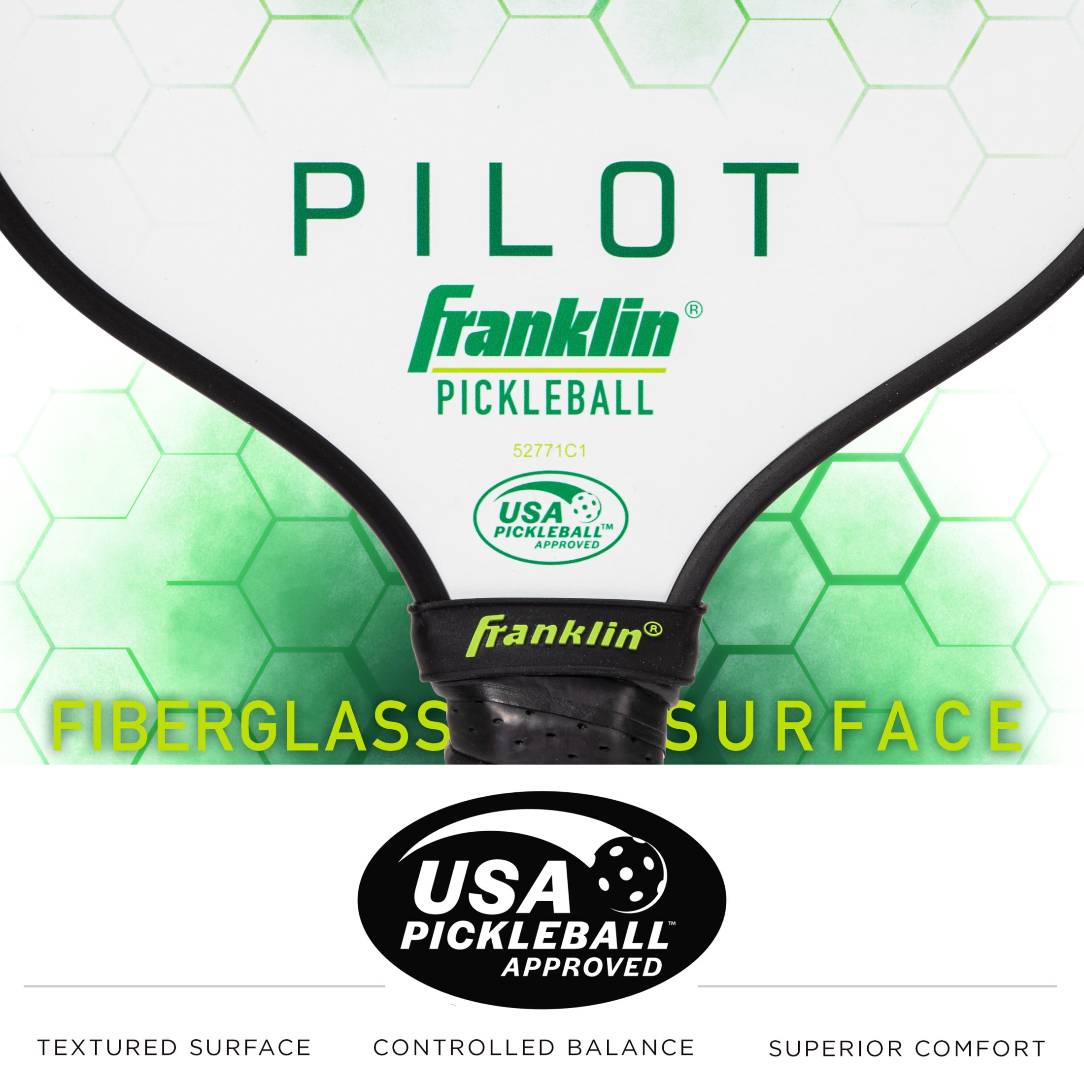 Franklin Sports Pickleball Paddle - Pilot Polypropylene Core Pickleball Racket - Official USA Pickleball (USAPA) Approved Pickleball Paddle - Lightweight Pro Racket - Green - 10mm Thick Core
