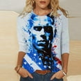 thumbnail image 2 of Women's Plus Size 3/4 Sleeve Tops for Independence Day Fashion American Flag Star Stripes Graphic Tee Shirts Summer Casual Dressy Crewneck T-Shirts Cute Memorial Day Patriotic Tunic Blouses, 2 of 5