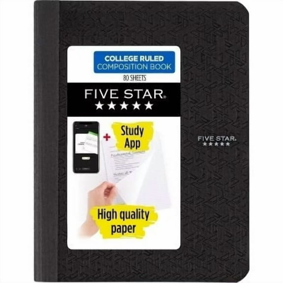 Five Star 80pg College Rule Composition Notebook 9.75"x7.5": Soft Cover, Acid-Free, Sewn Binding, Adult Stationery