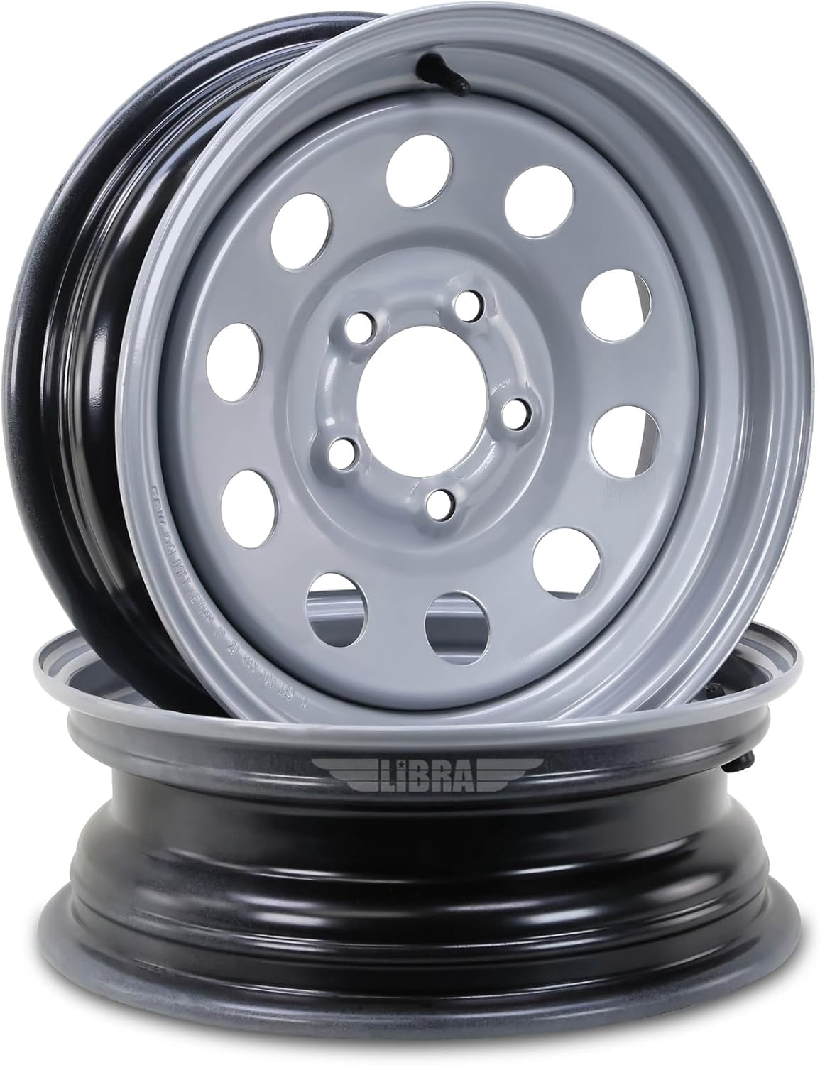 ROCKMAN Trailer Tire Wheel Assembly ST175/80R13 6-Ply C 91M 5 Lug on 4.5" PCD Silver Mod Rim ,SET 2