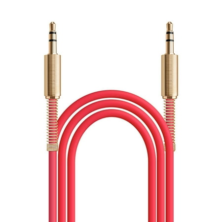 2-Pack JacobsParts 3ft Aux Cable 3.5mm 1/8" Male to Male Stereo Auxiliary Audio Cord (Red)