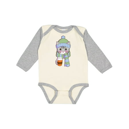 

Inktastic Cute Gray Tabby Cat in Scarf and Hat Gift Baby Boy or Baby Girl Long Sleeve Bodysuit