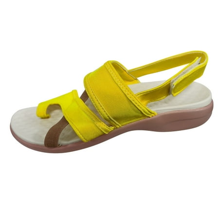 

Lace Up Sandals For Women Fashion Thick Wedges Leisure Breathable Outdoor Soled Sandal Yellow 42
