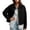 Black, variant on Women's Faux Suede Button Down Jacket, Long Sleeve Lapel Collar Relaxed Casual Shacket ,Women's S-XXL