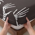 thumbnail image 3 of Cal.King Size Fitted Sheet Set - Halloween 3 Piece Bedding Sets 16" Deep Pocket Fitted Sheet with 2 Pillowcases, Brown Country Spooky Skeleton Hands Brushed Microfiber Hotel Luxury Bed Sheets, 3 of 9