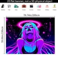 thumbnail image 3 of 2D flat tapestry, 1-piece set, 2D/flat polyester fiber fluorescent tapestry, neon halo cyber girl pattern, UV black light reactive tapestry, size: 78.74 * 59.06 inches, very suitable for living room,, 3 of 6