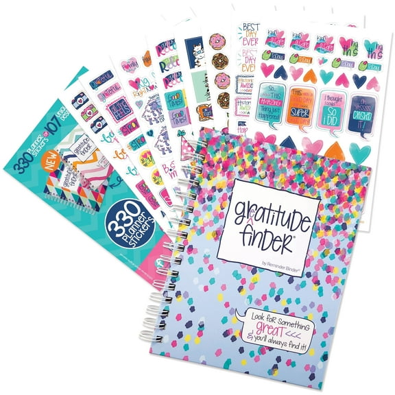 Denise Albright Gratitude Finder® Journal   Grateful Heart Sticker Set, 52-Week Undated Gratitude Planner Bundle