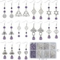 thumbnail image 1 of 1 Box DIY 10 Pairs Earrings Making Kit Celtics Trinity Knot Charm Traditional Irish Celtics Charms Celtics Knot Charms Purple Glass Spacer Beads for Jewelry Making Kits Adults Women Supplies, 1 of 5