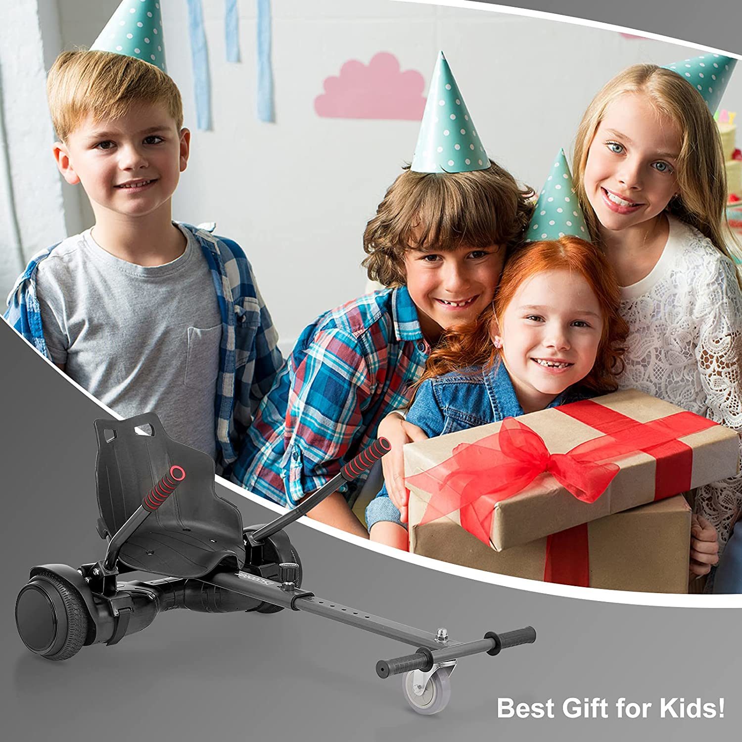 iScooter Go Kart Attachment For Hoverboard,Hoverboard For Kids Cart Clearance,Adjustable Hover Cart For Adult-Black