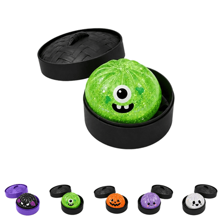 Halloween Ghost Dumpling Squishy Ghost Monster Stretch Squeeze Toy with Steamer Stress Relief Desk Fidget for Halloween Kids Party Gifts Green