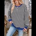 thumbnail image 4 of Sudadera Holgada Informal de Larga con Cuello Redondo y Rayas de Gran Tamaño para Mujer, Estilo Y2K y Negro XL, 4 of 10