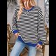 thumbnail image 4 of Sudadera Holgada Informal de Larga con Cuello Redondo y Bloques de Colores A Rayas de Gran Tamaño para Mujer, Estilo Y2K y Negro L, 4 of 10