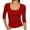 Red, variant on TGSLY Scoop Neck Ribbed Knit Tops for Women Lightweight Soft 3/4 Sleeve Solid Color Blouses Slim Dressy Casual Fall Crop Fitted Shirts M