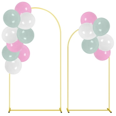 ZYNERY Set of 17 Gold Metal Arch Backdrop Stand, 7.2FT 6FT Wedding Arch Frame with 15 Balloon, for Wedding Birthday Party Baby Shower Graduation Ceremony Decor