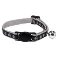 thumbnail image 1 of MPP Two Tone Pawprint Cat Collar Jingle Bell Nylon Ribbon Fits 8" - 12" Choose Color (Black), 1 of 1
