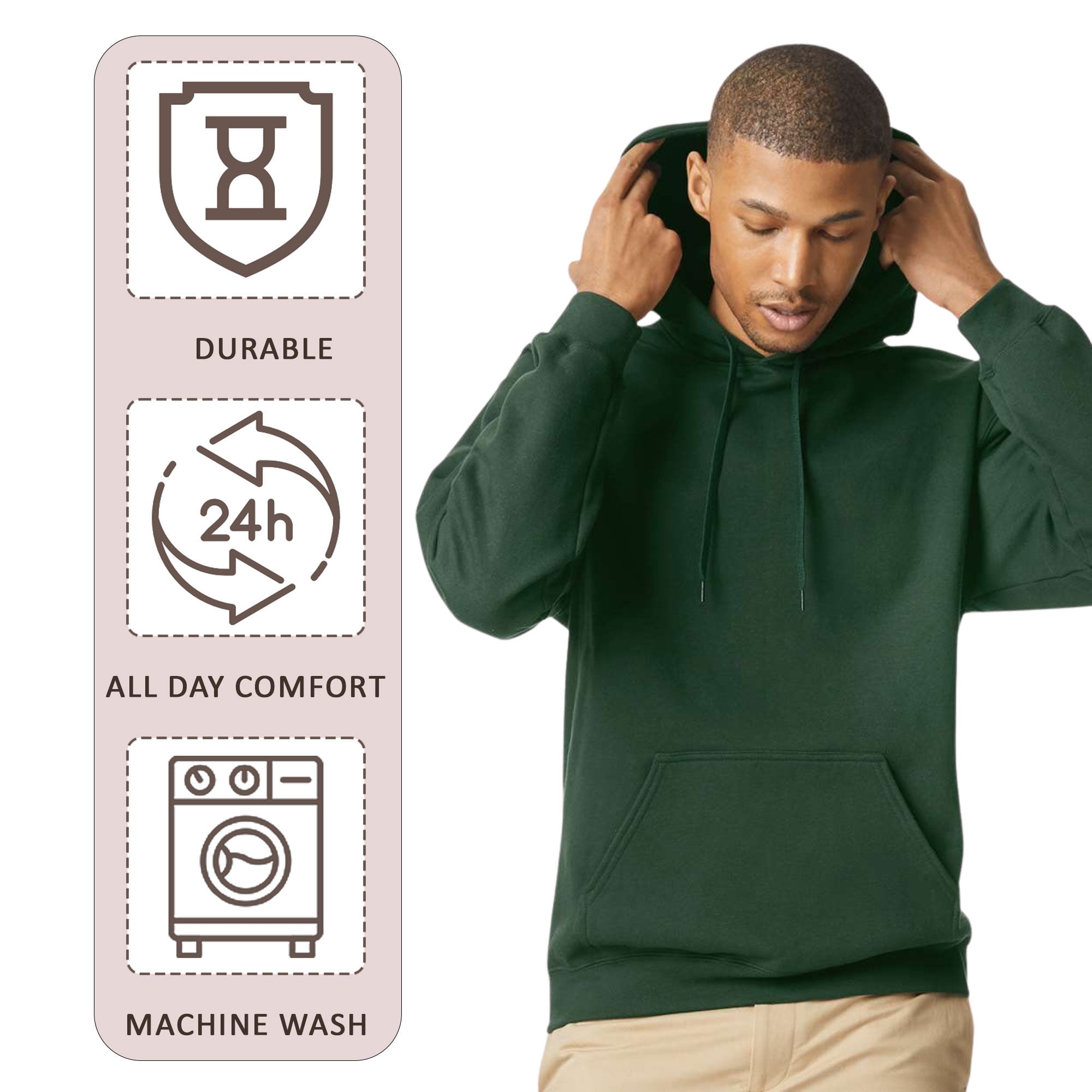 Gildan Unisex Softstyle Hooded Sweatshirt, 80/20 Cotton/Polyester Winter Long Sleeve Fleece Hoodies (Black, L)