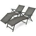 thumbnail image 3 of Costway Patio 2 PCS Folding Chaise Lounge Chair Outdoor Portable Reclining Lounger Grey, 3 of 9
