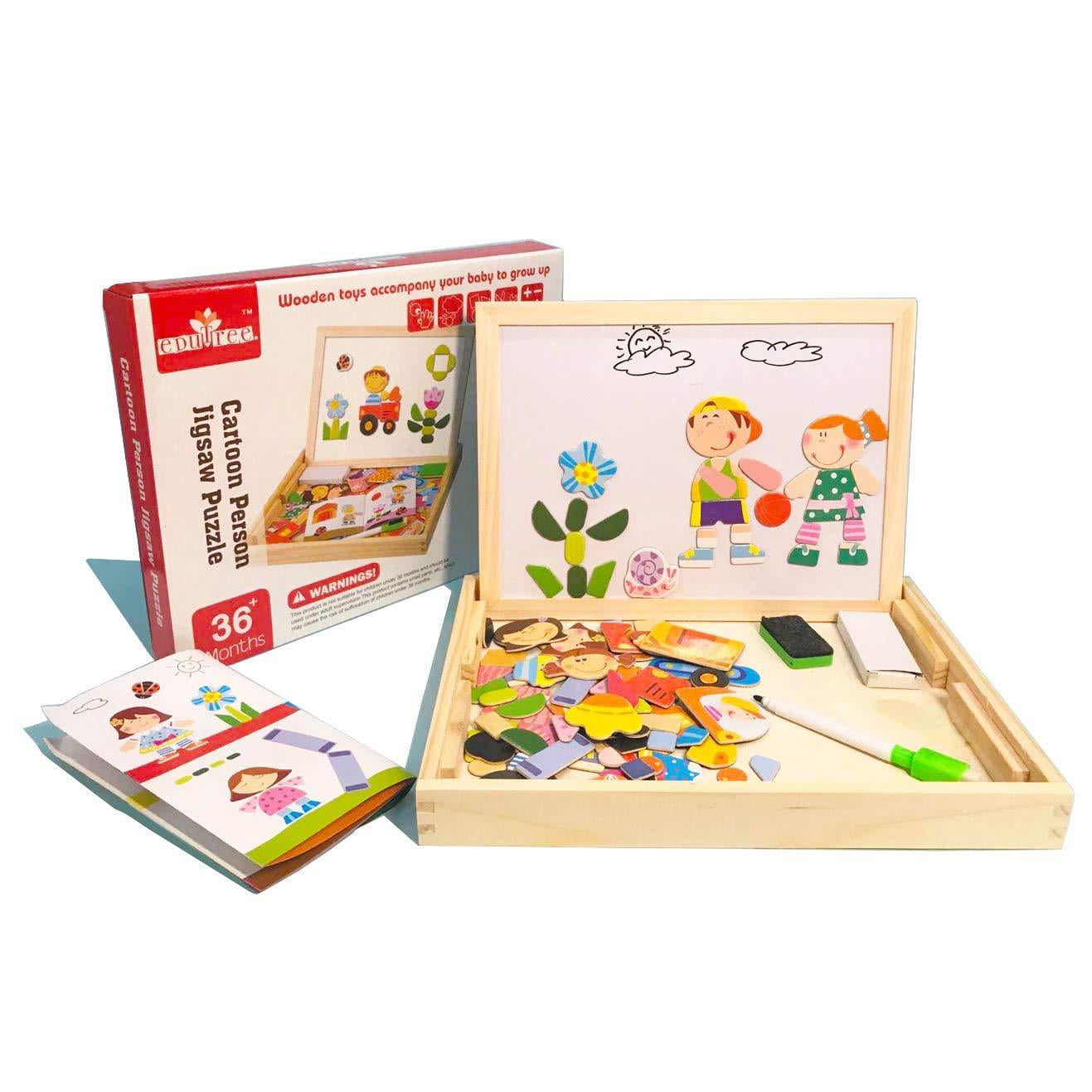 Girls Boys Magnetic Educational Toys Game Wooden Puzzle Painting Drawing Board