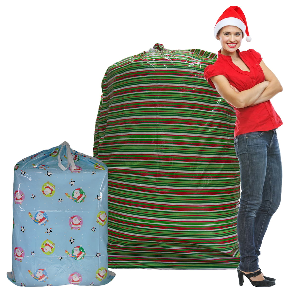 New Christmas House Giant Gift Presents Bag w Tag 36" x 44" ~ Plaid Qty 1 