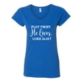 thumbnail image 2 of Wild Bobby Plot Twist He Lives Luke 24:23 Inspirational/Christian Women Standard V-Neck Tee, Royal, Small, 2 of 5