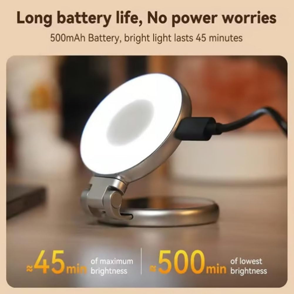 3-in-1 Magnetic Selfie Light - 360° Foldable Ring Light w/Mirror & 3 Modes