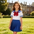 thumbnail image 4 of Girls Dress Sailor School Uniform Shirt Skirt Bow Tie Outfits Navy Suit Size 5-12 Blue, 4 of 9