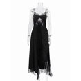 thumbnail image 6 of Women Lace Trim Spaghetti Dress Lounge Flowy Silky Black S, 6 of 8