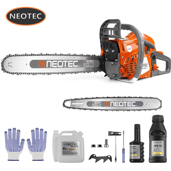 20inch 62CC Gas Powered Chainsaw, 3.5 HP 2 Stroke Engine Gas Power Chainsaws with Non-Slip Handle, Gas Chainsaws with Dual Fuel Tanks, For Wood Cutting, Tree Trimming, and Land Clearing