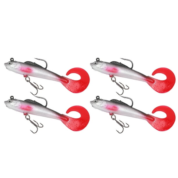 Ccdes 4Pcs Bass Fishing Lure Soft Swimbait Fishing Bait Grub Tail With 2  Hooks For Freshwater Saltwater, Tail Lure,Grub Tail Lure