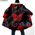 thumbnail image 3 of Capa de sueño con estampado 3D de mariposa Rosa oscura para hombres, abrigo grueso y cálido con capucha, abrigo de lana a prueba de viento, bata, manta, 3, 3 of 3
