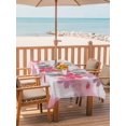 thumbnail image 2 of Outdoor Tablecloth with Umbrella Hole for Patio/Picnic/Party/Camping, Pink Floral Waterproof Table Cloth Rectangle Table Cover Washable, Modern Abstract Art Flowers Aesthetic (52"x 70"), 2 of 9