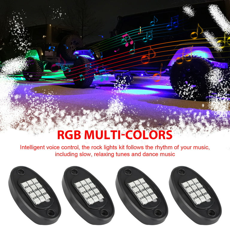8 Pods RGB LED Rock Light, TSV RGB LED Neon Lights Kit with Remote Control  Music Mode, Waterproof Multi-Color LED Off-Road Lights for Car, ATV, UTV