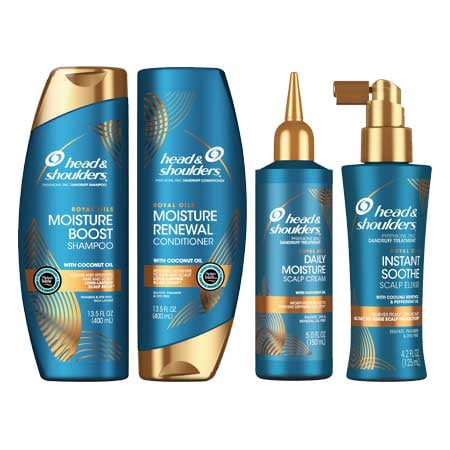 Head and Shoulders Royal Oils Moisture Boost Shampoo, Conditioner, Scalp Cream and Instant Soothe Scalp Elixir