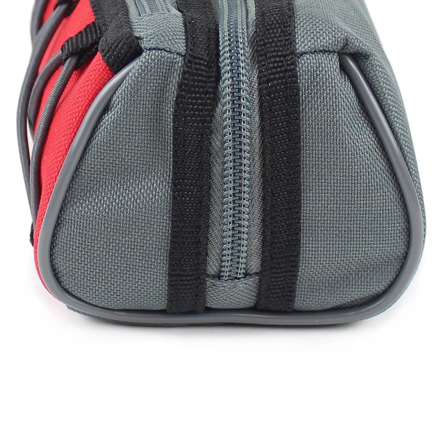 Pen + Gear Sporty 2 Zip Pencil Pouch with Grey Elastic Bungee Cord and Black Toggles