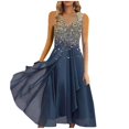 thumbnail image 1 of QJUHUNG Robe Midi Formelle pour Femmes Soirée Été Col en V Manches Courtes T-Shirt Soirée Invité de Mariage Style Asymétrique B-8 Cocktail Gris_i L, 1 of 5