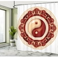 thumbnail image 5 of Ambesonne Ying Yang Shower Curtain, Traditional Cultural, 69"Wx84"L, Maroon Cream White, 5 of 5