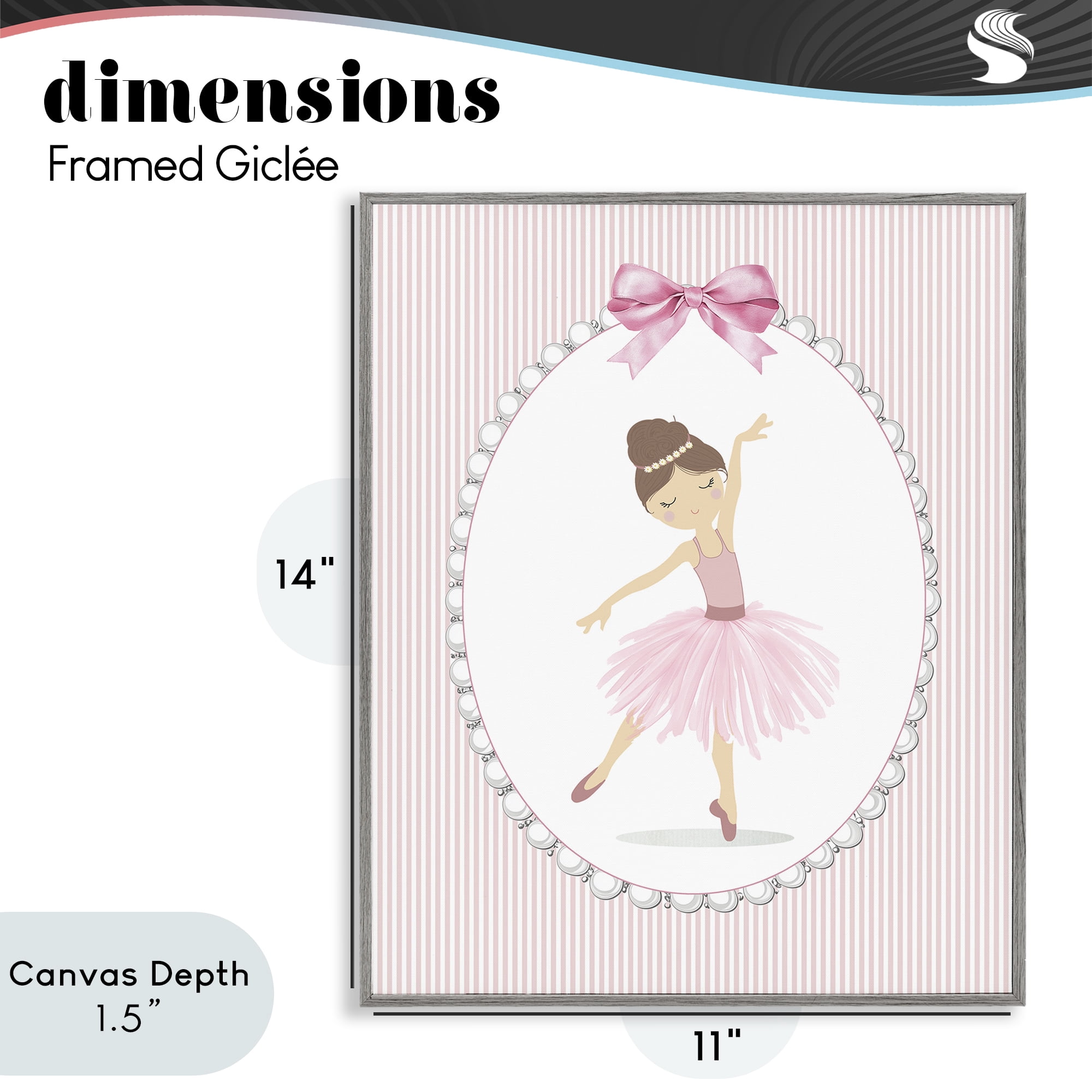 Stupell Industries Delicate Dance on Stripes Gray Framed Giclee Art, design by Christine Simpson Art