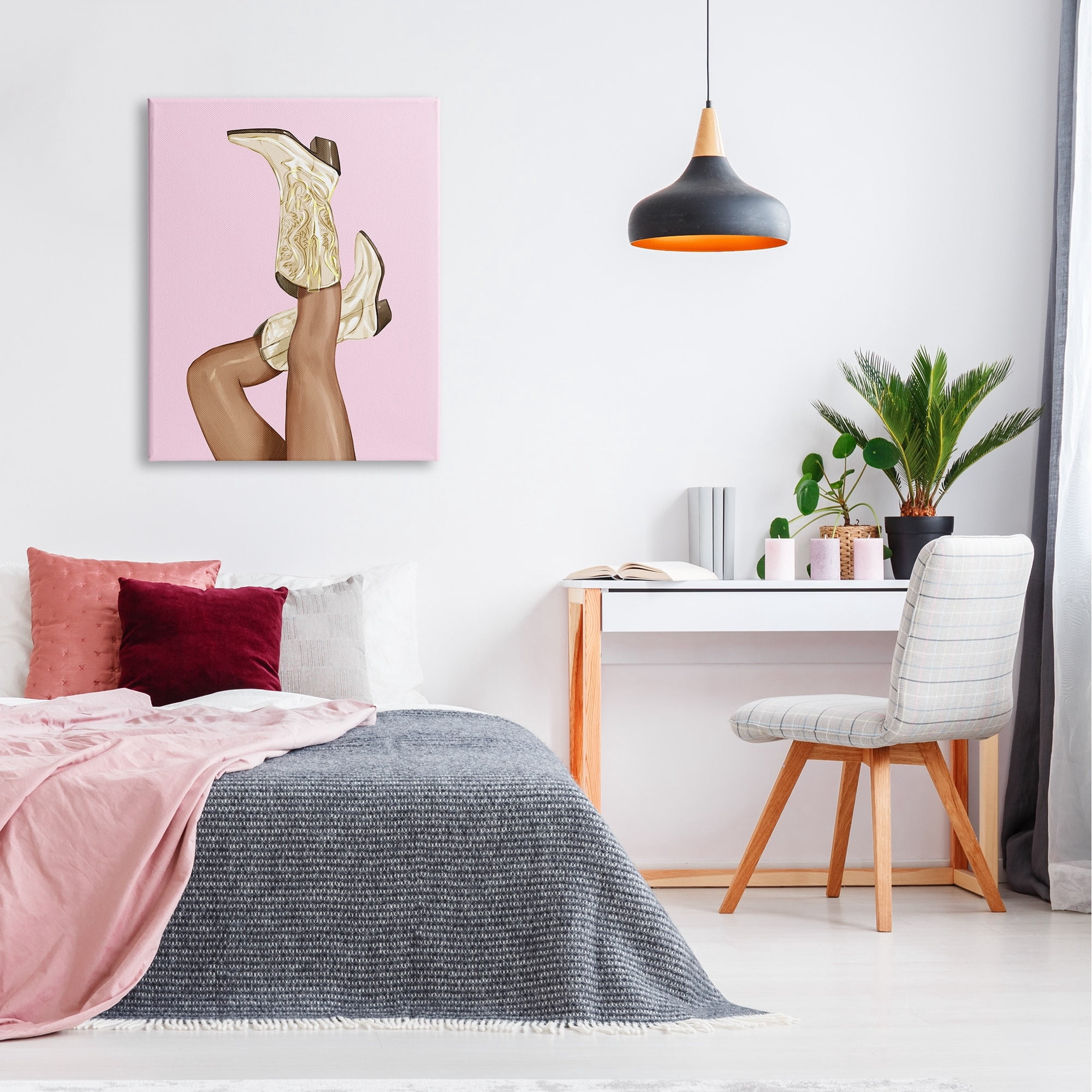 Stupell Pink Country Cowgirl Boots Beauty & Fashion Painting Gallery Wrapped Canvas Print Wall Art