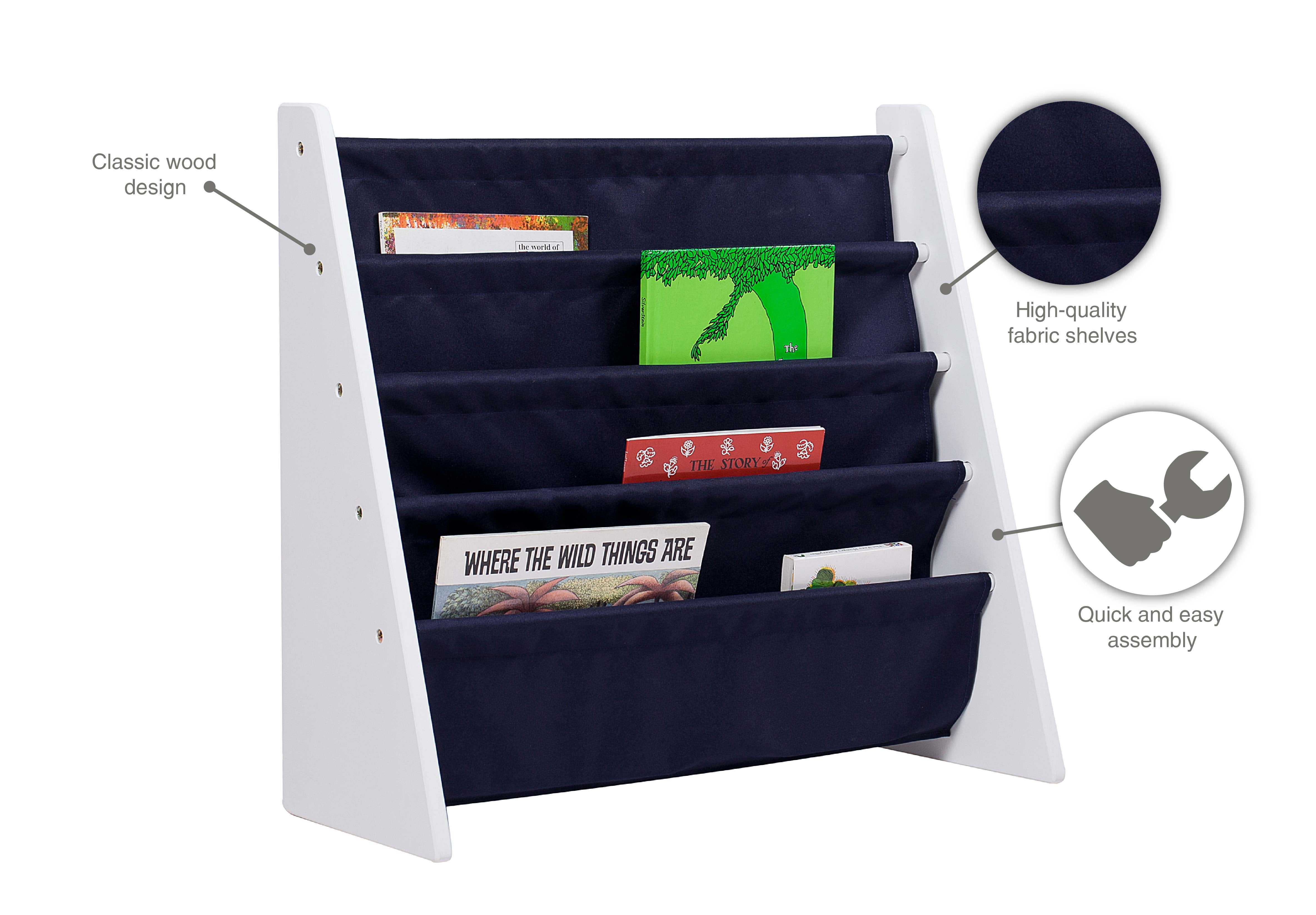 white sling bookshelf