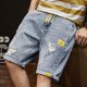 thumbnail image 5 of Pantalones cortos de mezclilla ajustados con gráficos rotos para hombre, pantalones vaqueros cortos ajustados multicolor para hombre, tendencia de diseñador de lujo 2024, ropa de calle retro Y2k, 5 of 5