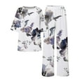 thumbnail image 5 of Jxximdong Pajamas for Women Set Summer Cotton Linen T Shirts Straight Leg Pant Plus Size 2 Piece Set White Loungewear XXXXL, 5 of 5