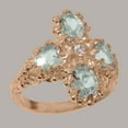 thumbnail image 2 of LBG British Made 9k Rose Gold Cubic Zirconia & Aquamarine Womens Statement Ring - 33 size options - Size 6.5, 2 of 6