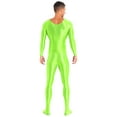 thumbnail image 2 of iEFiEL Mens Shiny Smooth Jumpsuit Long Sleeve Full Body Length Bodysuit for Fitness Workout, 2 of 7