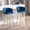 Blue, variant on Bar stools with chrome footrest and fabric seat | Suited for pubs and bistros | Deliver a stable and comfortable sitting