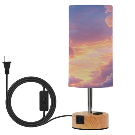 Touch Control Table Lamp with Wood Grain Metal Base 3 Color Temperature Adjustable LED Eye Caring Desk Lamp for Bedroom Study Pink Cloud