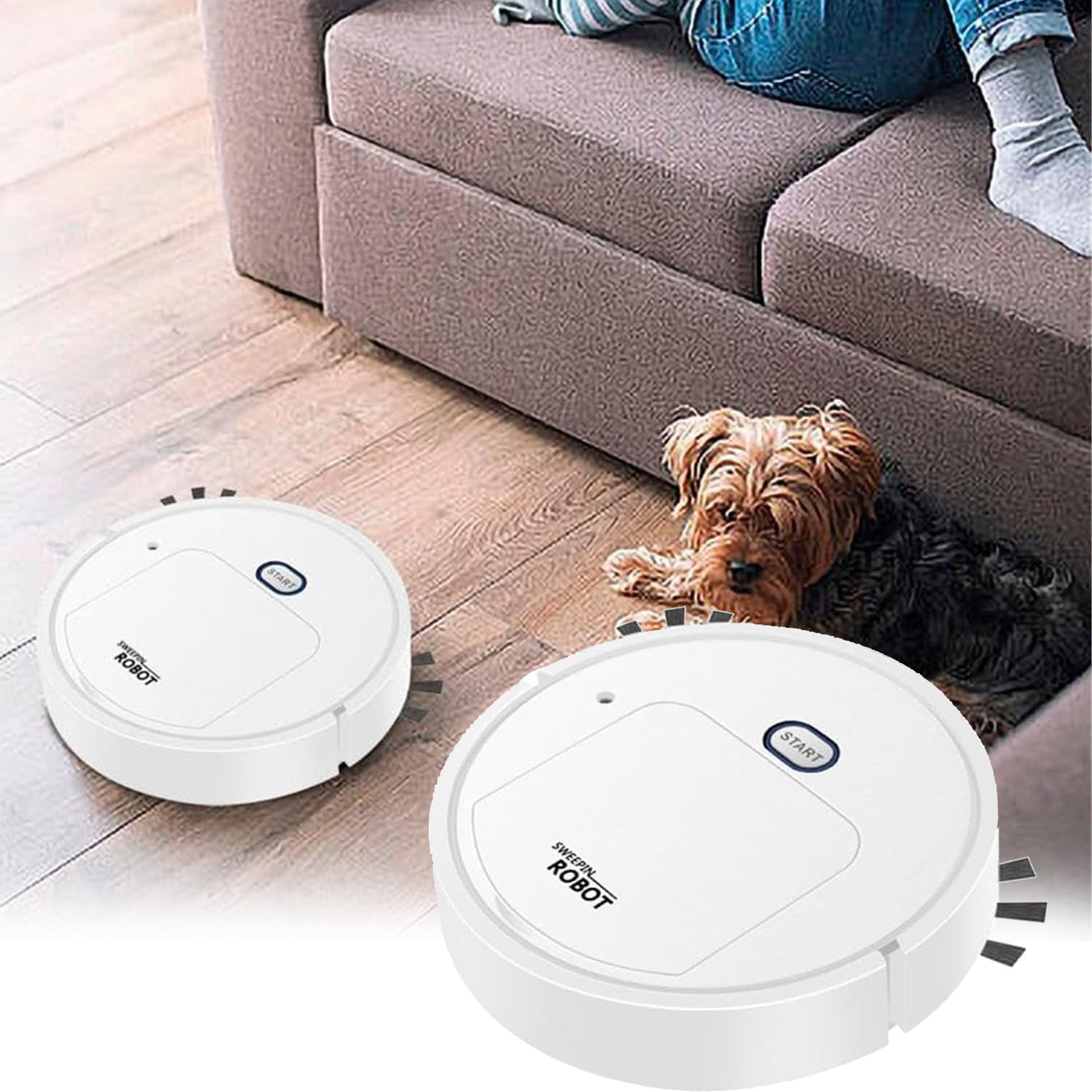ionze Clearance! Sweeping Robot Robot Vacuum Cleaner Robotic Vacuum Cleaner for Low Carpet Pet Hair Hard Floors Housewares (White)