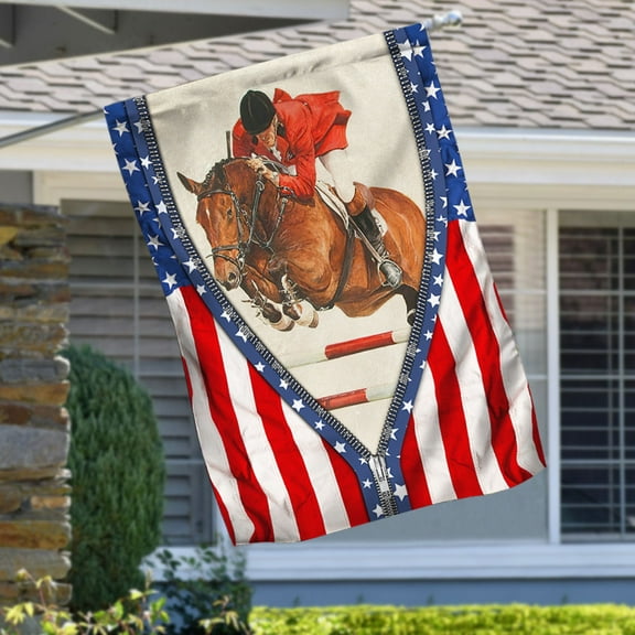 FLAGWIX American Flag - Show Jumping American Flag LNH025F - House Flag (29.5" x 39.5")