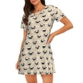 thumbnail image 1 of Vsdgher Motif Visage de Chien Carlin Chemise de Nuit à Manches Courtes Col Rond Mignonne Robe de Nuit Confortable, 1 of 6