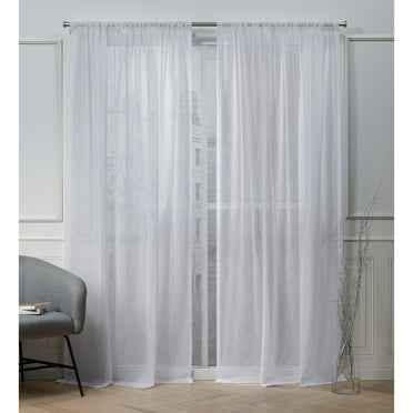 Exclusive Home Curtains Itaji Linen-Like Embellished Slub Sheer Rod ...